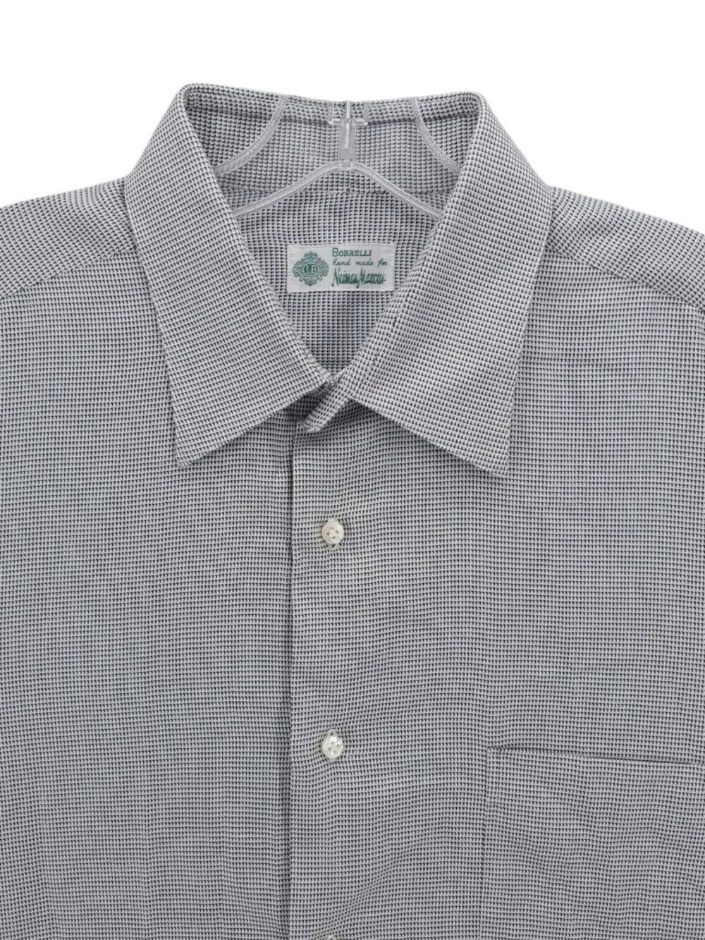 BORRELLI Neiman Marcus Handmade in ITALY Dress Shirt Mini Pattern Size 17 - 43